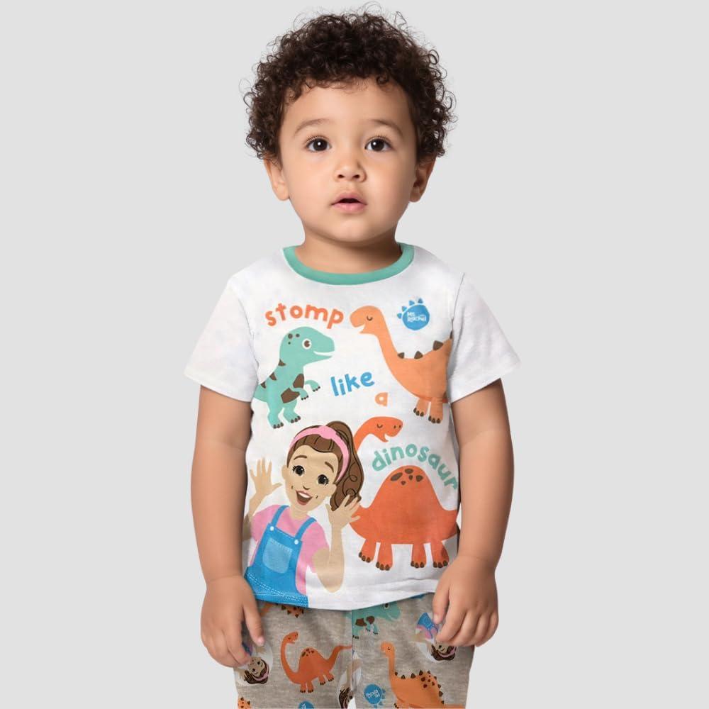 imageMs Rachel 2 Piece Pajama Set Toddler Girls Boys PJ Set Short Sleeve Shirt ampamp Pants Kids Sleepwear Set Official LicenseGreen Dino