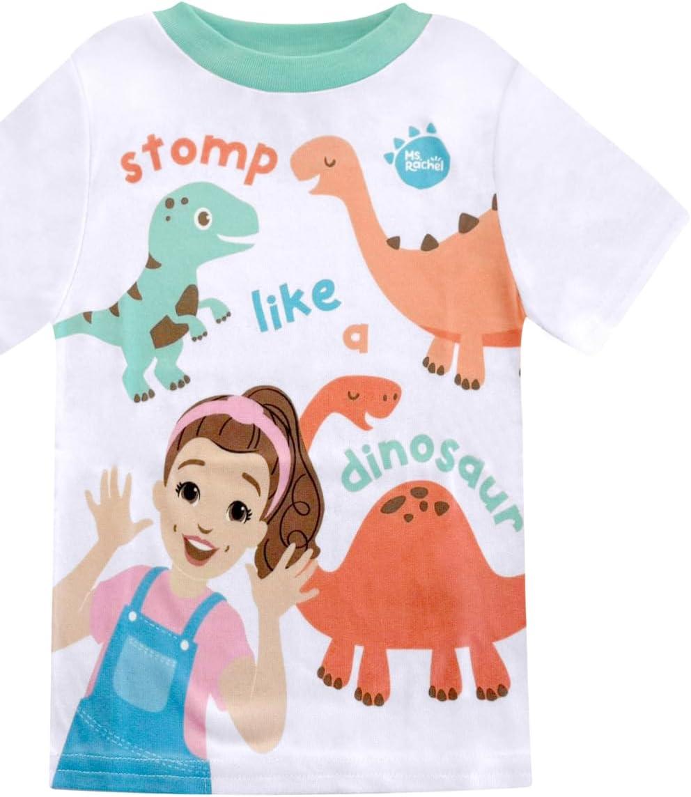 imageMs Rachel 2 Piece Pajama Set Toddler Girls Boys PJ Set Short Sleeve Shirt ampamp Pants Kids Sleepwear Set Official LicenseGreen Dino