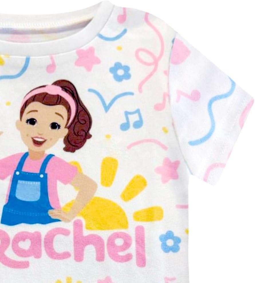 imageMs Rachel 2 Piece Pajama Set Toddler Girls Boys PJ Set Short Sleeve Shirt ampamp Pants Kids Sleepwear Set Official LicenseWhite