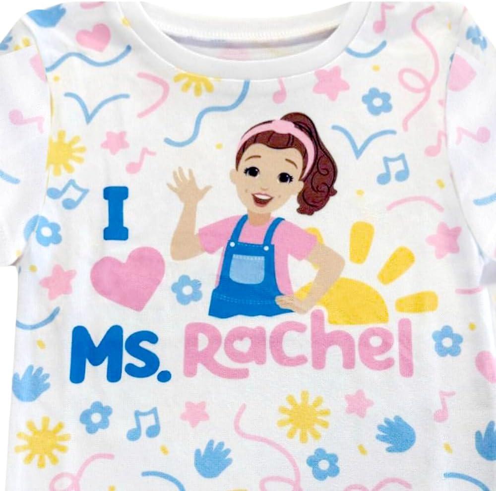 imageMs Rachel 2 Piece Pajama Set Toddler Girls Boys PJ Set Short Sleeve Shirt ampamp Pants Kids Sleepwear Set Official LicenseWhite
