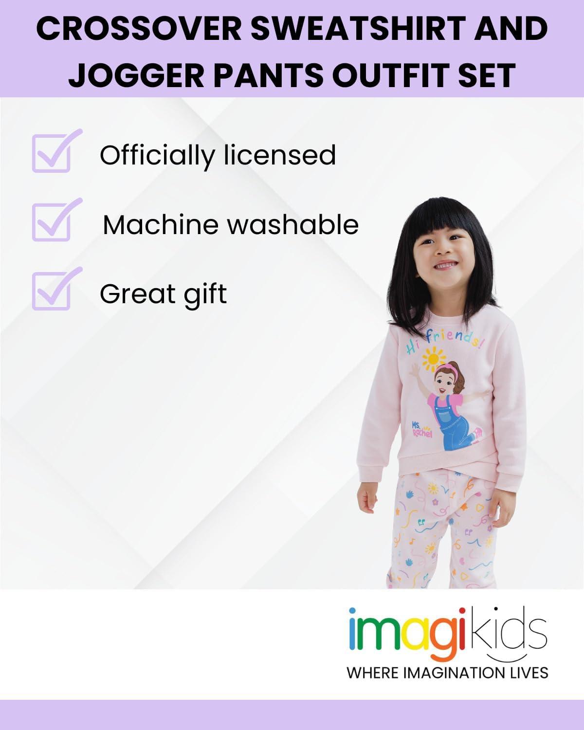 imageMs Rachel Animals Fleece Crossover Sweatshirt and Jogger Pants Outfit Set Infant to Toddler Sizes 12 Months 5TBaby Pink