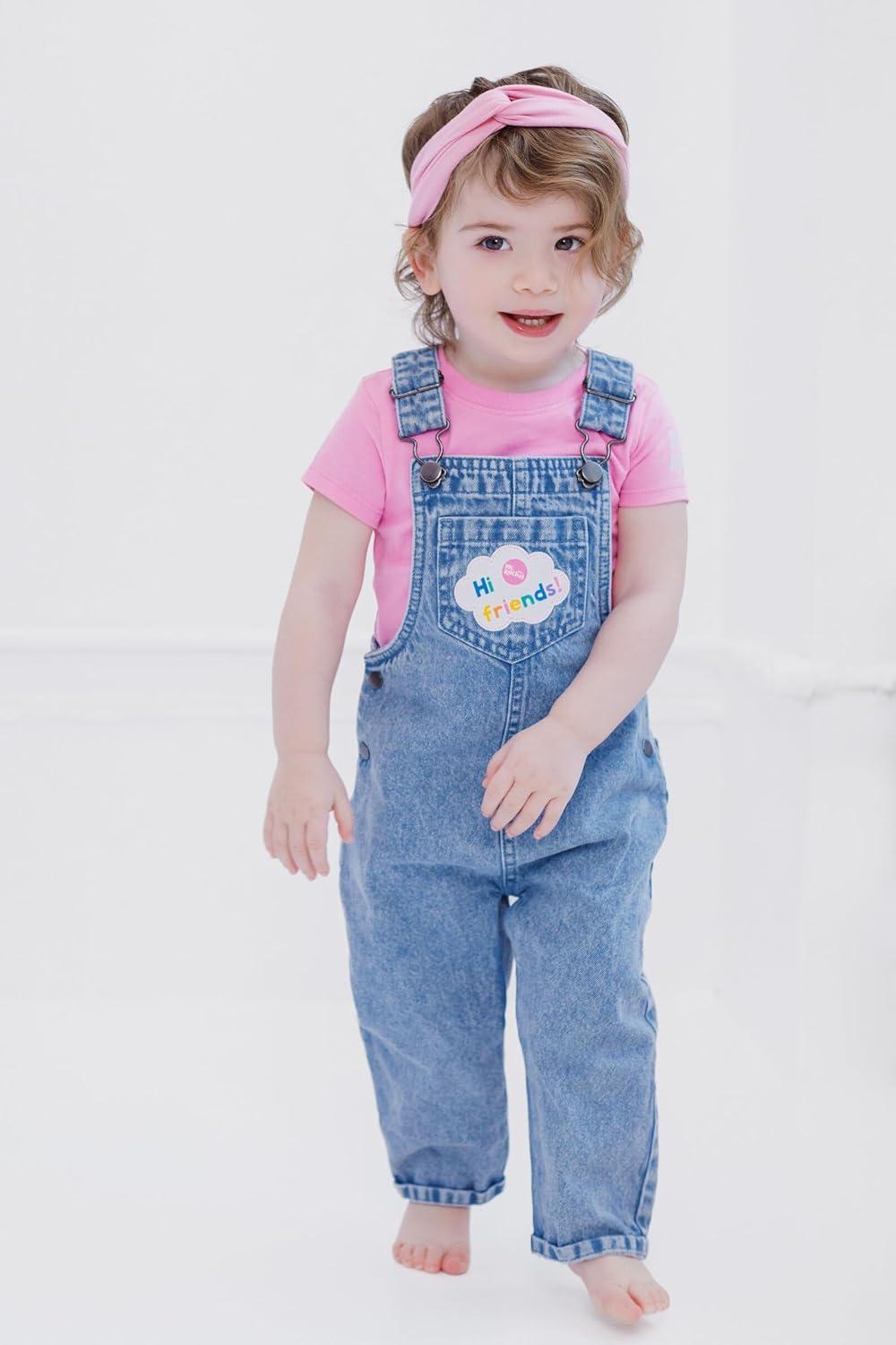 imageMs Rachel Cosplay Denim Overall TShirt and Headband 3 Piece Outfit Set Infant to Toddler Sizes 12 Months 5TBlue Denim Pink