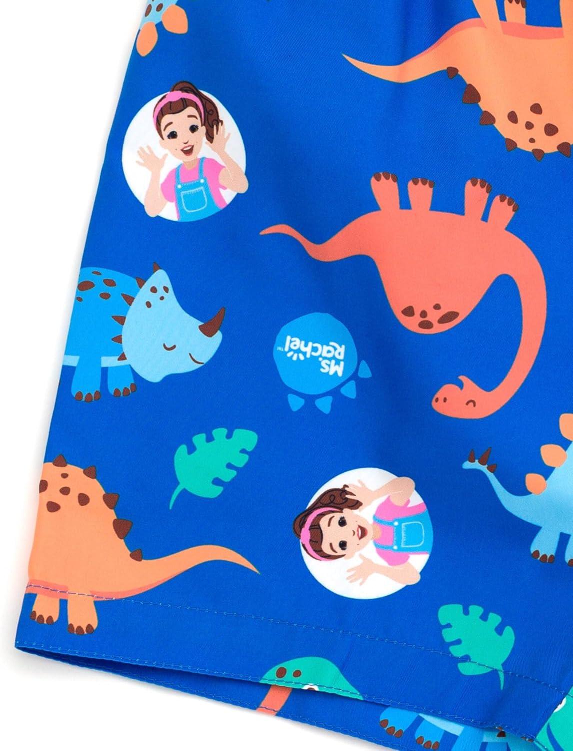 imageMs Rachel Dinosaur UPF 50 Rash Guard and Swim Trunks Outfit Set Infant to Little Kid Sizes 12 Months 5Blue