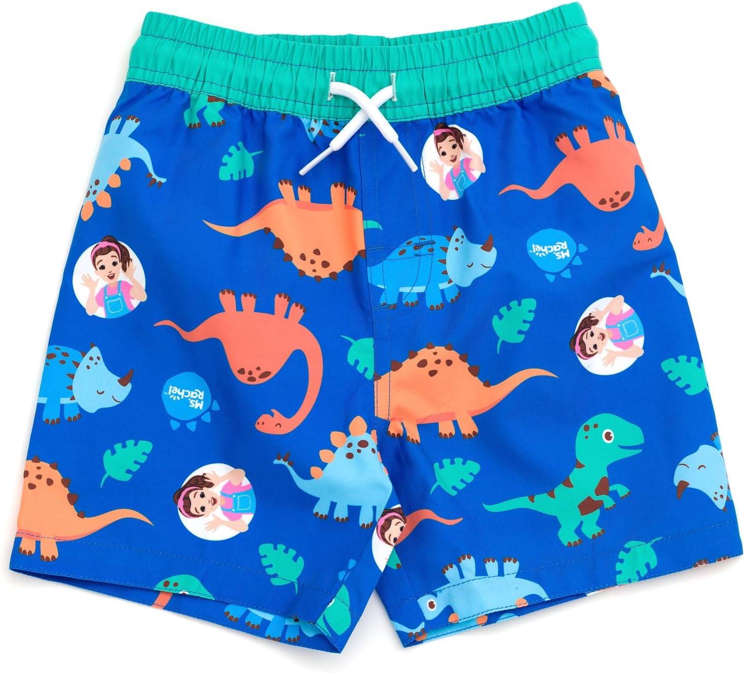 imageMs Rachel Dinosaur UPF 50 Rash Guard and Swim Trunks Outfit Set Infant to Little Kid Sizes 12 Months 5Blue
