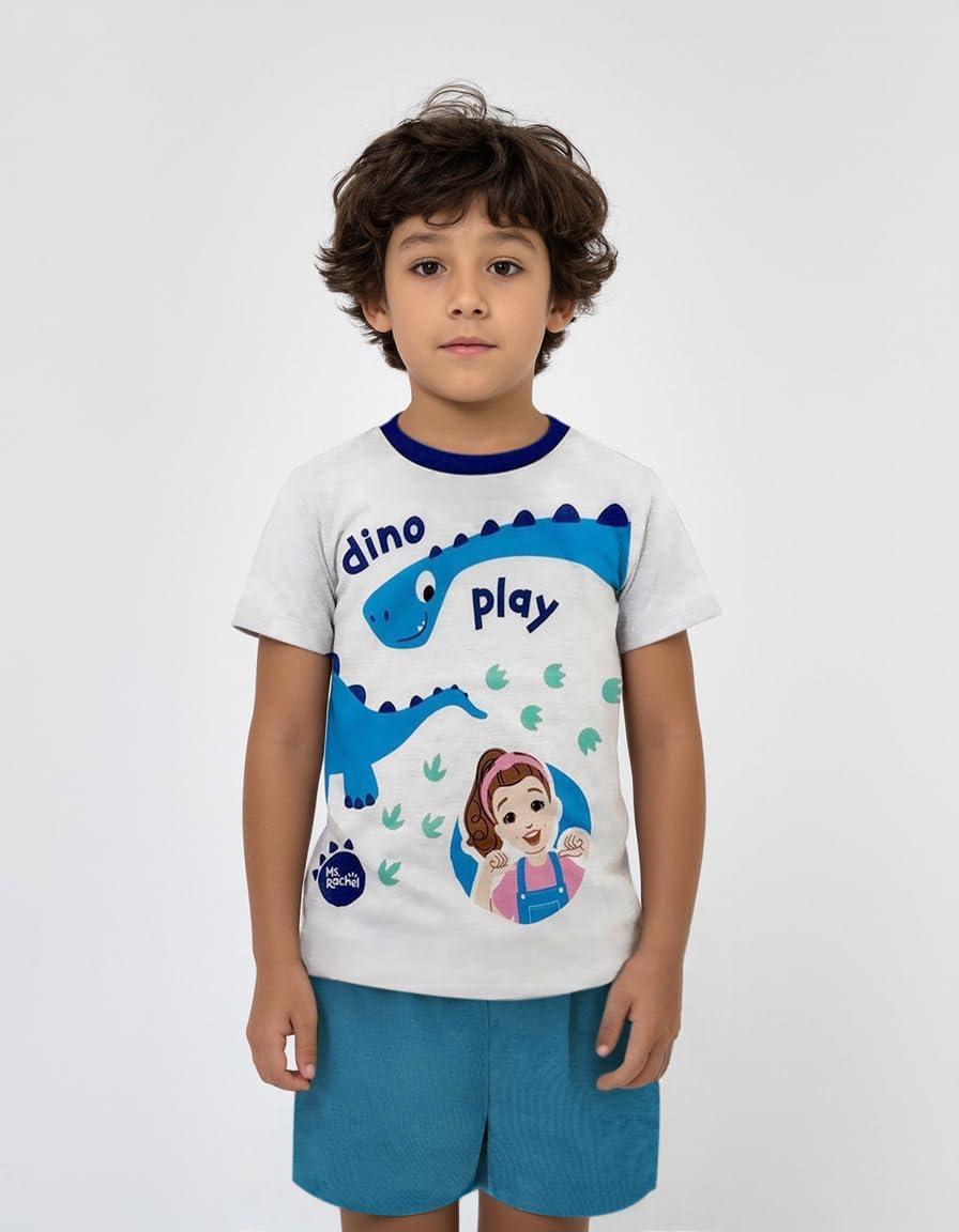 imageMs Rachel Kids Pajama Set 3 Piece Sleepwear Set with Pants Shirt ampamp Shorts Girls ampamp Boys Toddler Pjs Official ProductBoys Dino