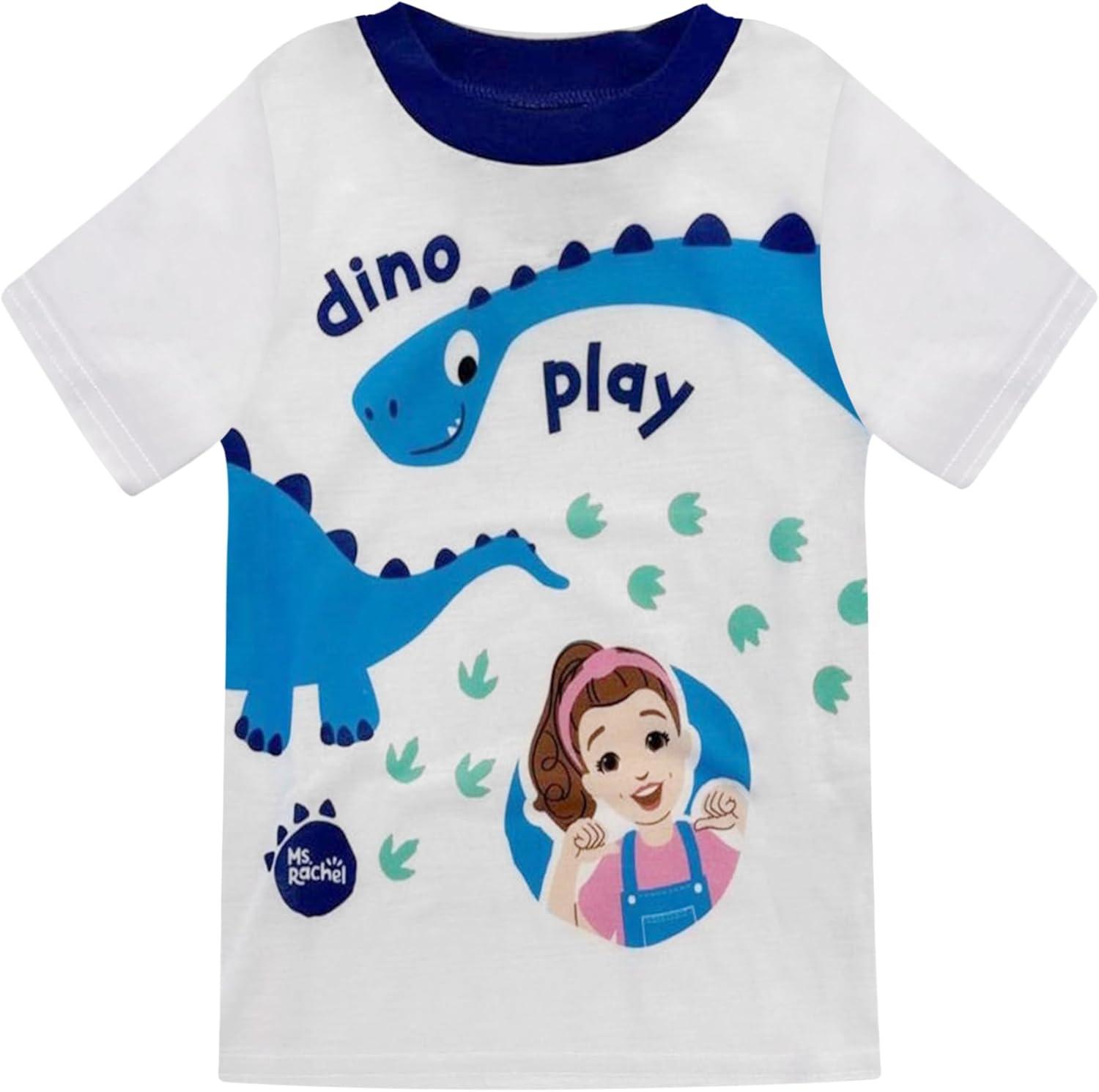 imageMs Rachel Kids Pajama Set 3 Piece Sleepwear Set with Pants Shirt ampamp Shorts Girls ampamp Boys Toddler Pjs Official ProductBoys Dino