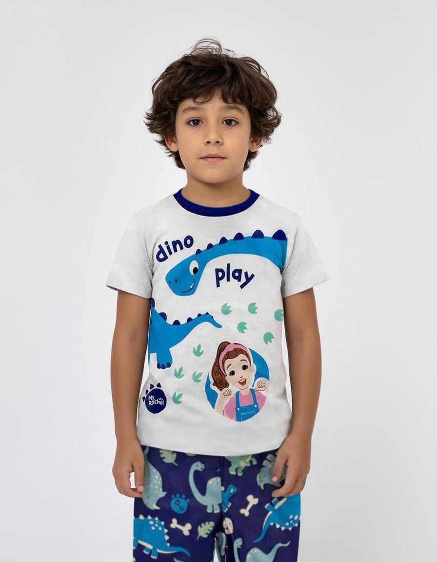 imageMs Rachel Kids Pajama Set 3 Piece Sleepwear Set with Pants Shirt ampamp Shorts Girls ampamp Boys Toddler Pjs Official ProductBoys Dino