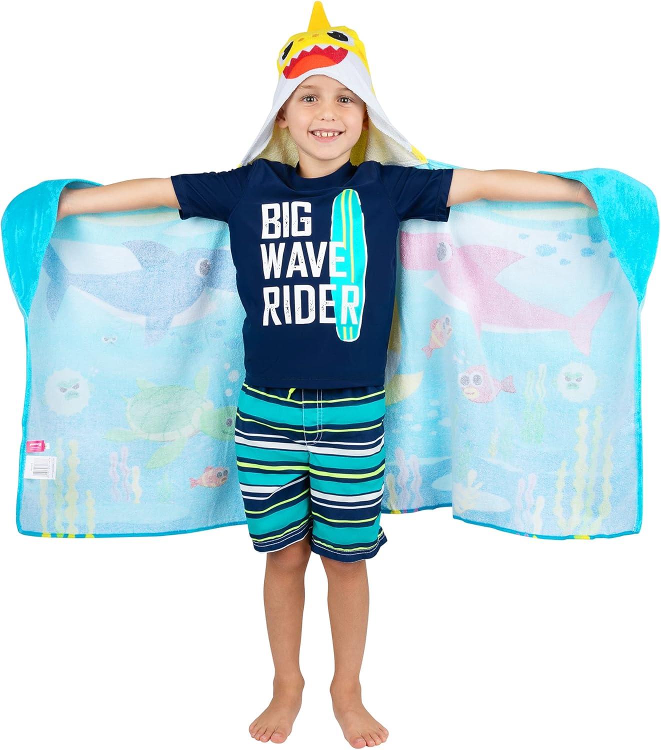 imageMs Rachel Kids Super Soft BathPoolBeach Soft Cotton Terry Hooded Towel Wrap 24 in x 50 in Officially Licensed Product By FrancoBaby Shark