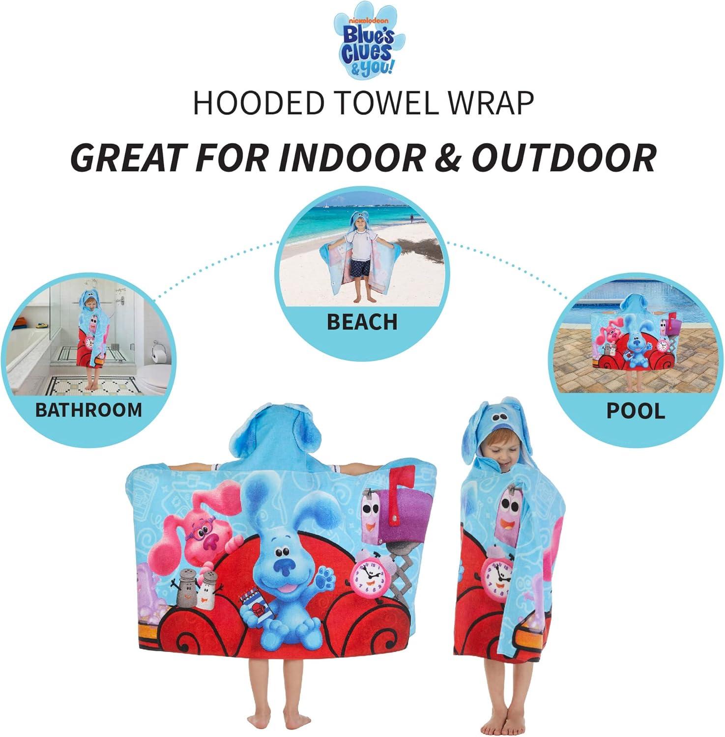 imageMs Rachel Kids Super Soft BathPoolBeach Soft Cotton Terry Hooded Towel Wrap 24 in x 50 in Officially Licensed Product By FrancoBlues Clues