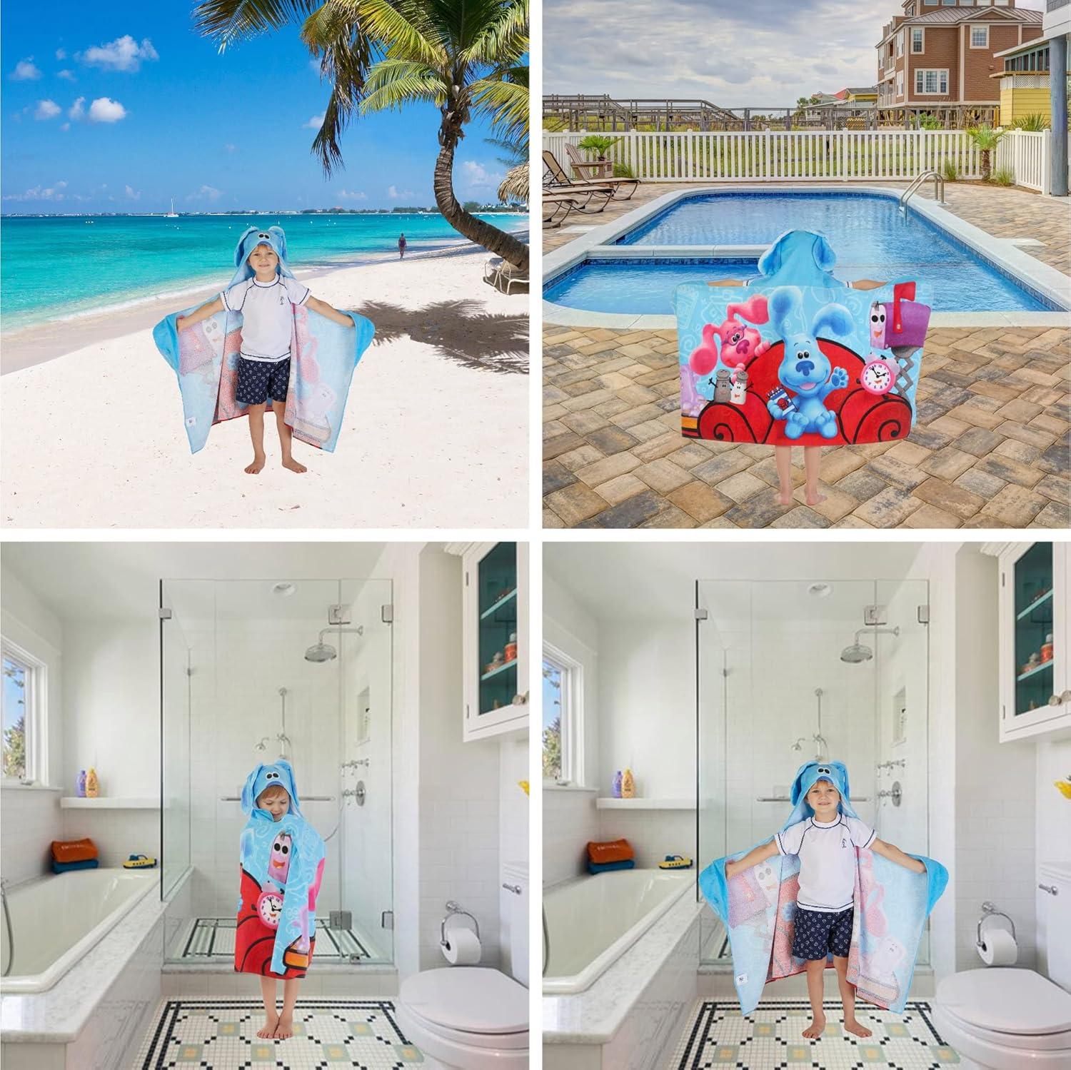 imageMs Rachel Kids Super Soft BathPoolBeach Soft Cotton Terry Hooded Towel Wrap 24 in x 50 in Officially Licensed Product By FrancoBlues Clues