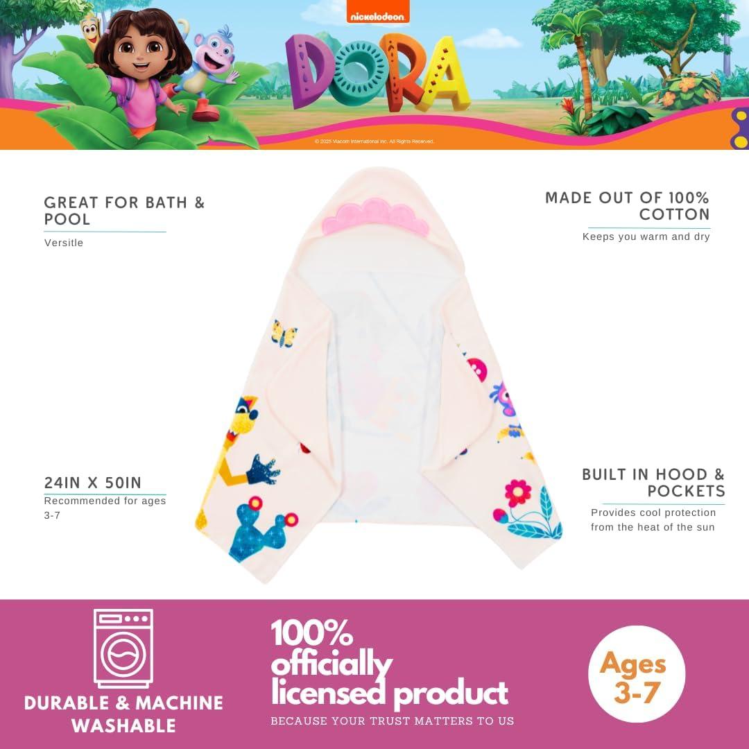 imageMs Rachel Kids Super Soft BathPoolBeach Soft Cotton Terry Hooded Towel Wrap 24 in x 50 in Officially Licensed Product By FrancoDora the Explorer