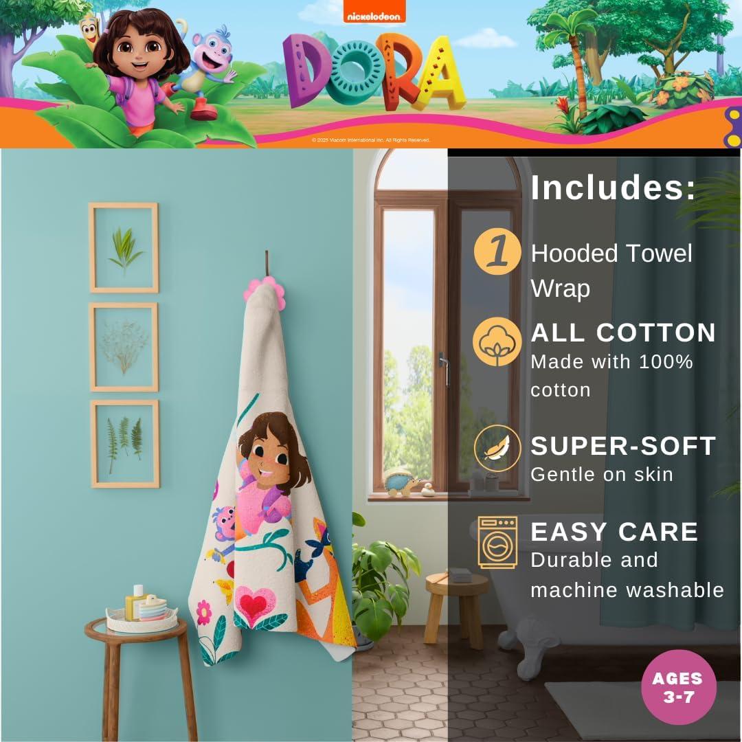 imageMs Rachel Kids Super Soft BathPoolBeach Soft Cotton Terry Hooded Towel Wrap 24 in x 50 in Officially Licensed Product By FrancoDora the Explorer