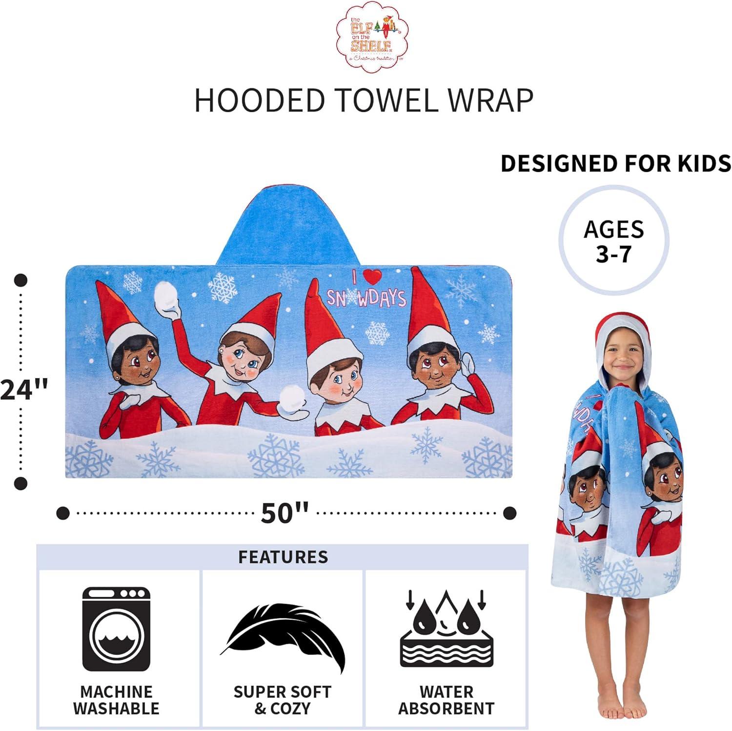 imageMs Rachel Kids Super Soft BathPoolBeach Soft Cotton Terry Hooded Towel Wrap 24 in x 50 in Officially Licensed Product By FrancoElf on the Shelf