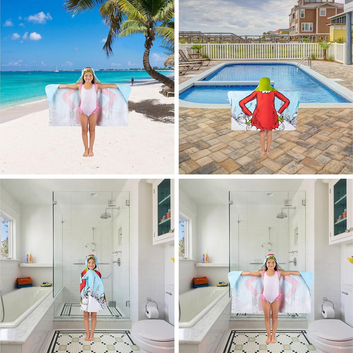 imageMs Rachel Kids Super Soft BathPoolBeach Soft Cotton Terry Hooded Towel Wrap 24 in x 50 in Officially Licensed Product By FrancoGrinch