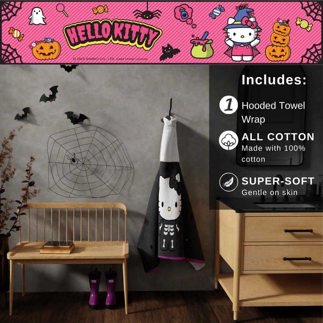 imageMs Rachel Kids Super Soft BathPoolBeach Soft Cotton Terry Hooded Towel Wrap 24 in x 50 in Officially Licensed Product By FrancoHello Kitty Skeleton