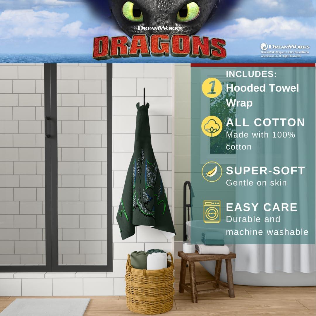 imageMs Rachel Kids Super Soft BathPoolBeach Soft Cotton Terry Hooded Towel Wrap 24 in x 50 in Officially Licensed Product By FrancoHow to Train Your Dragon