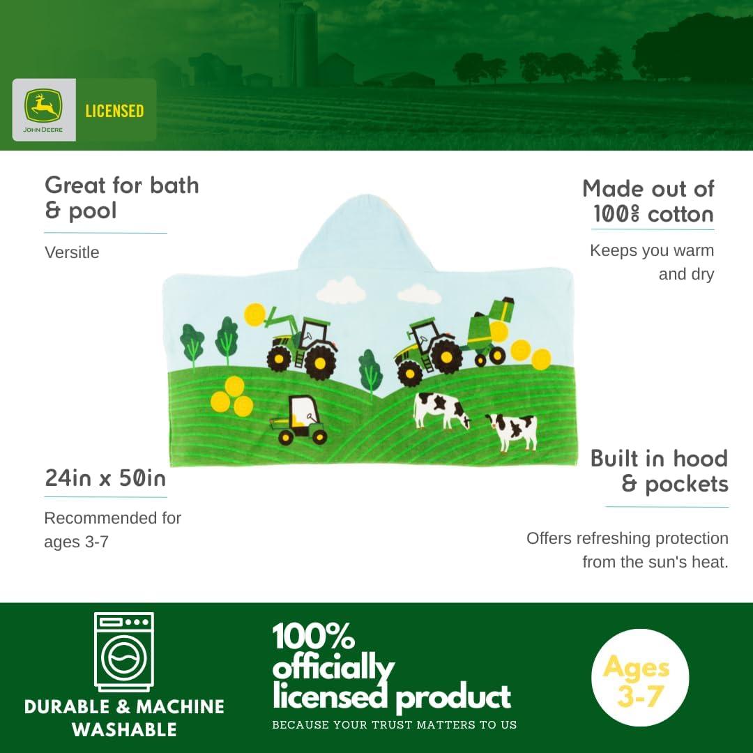 imageMs Rachel Kids Super Soft BathPoolBeach Soft Cotton Terry Hooded Towel Wrap 24 in x 50 in Officially Licensed Product By FrancoJohn Deere