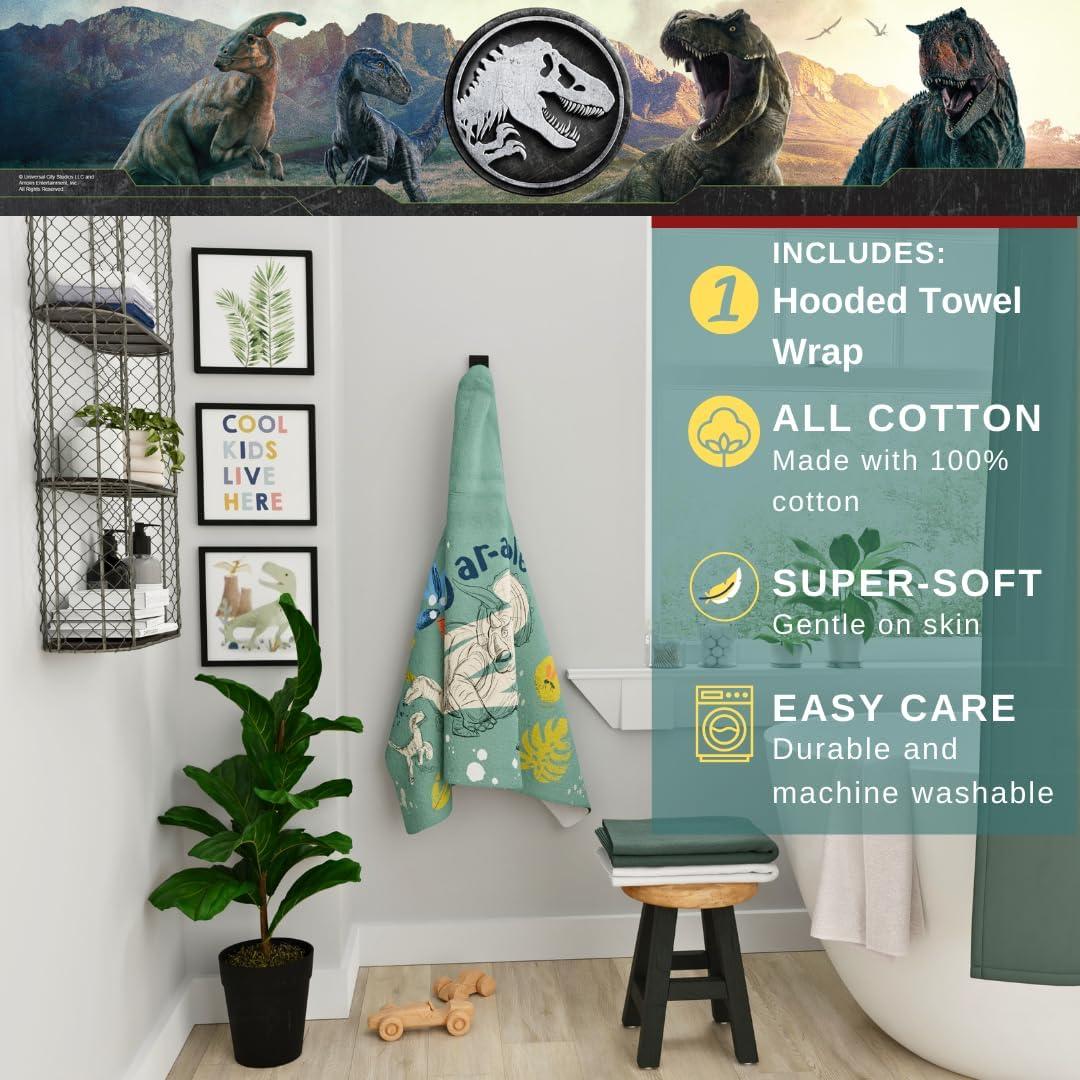 imageMs Rachel Kids Super Soft BathPoolBeach Soft Cotton Terry Hooded Towel Wrap 24 in x 50 in Officially Licensed Product By FrancoJurassic World Arorable