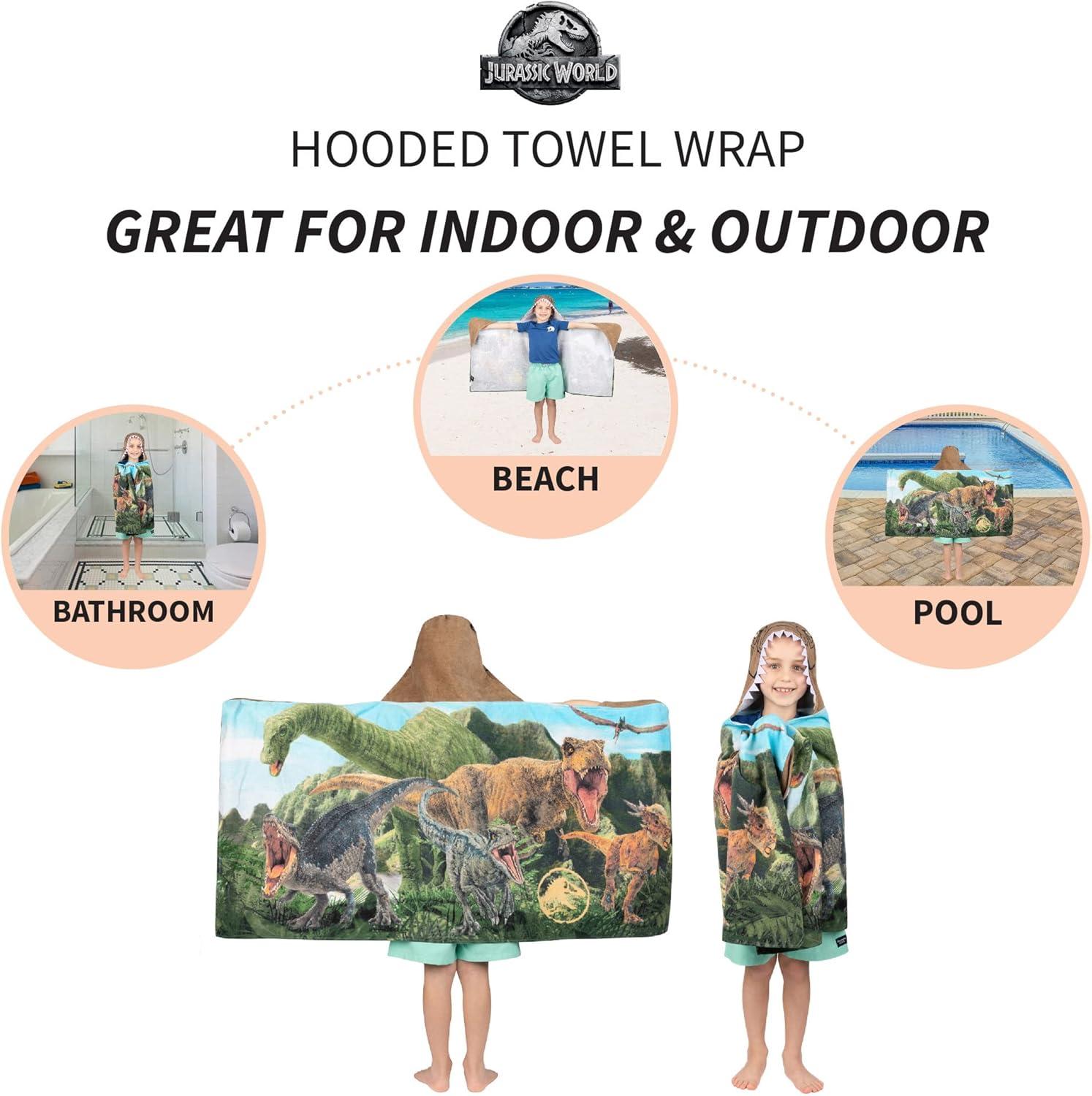 imageMs Rachel Kids Super Soft BathPoolBeach Soft Cotton Terry Hooded Towel Wrap 24 in x 50 in Officially Licensed Product By FrancoJurassic World Dominion