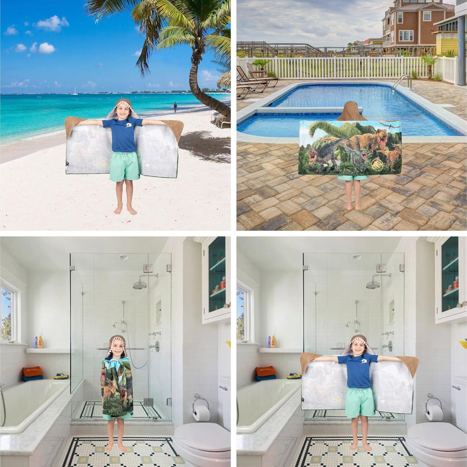 imageMs Rachel Kids Super Soft BathPoolBeach Soft Cotton Terry Hooded Towel Wrap 24 in x 50 in Officially Licensed Product By FrancoJurassic World Dominion