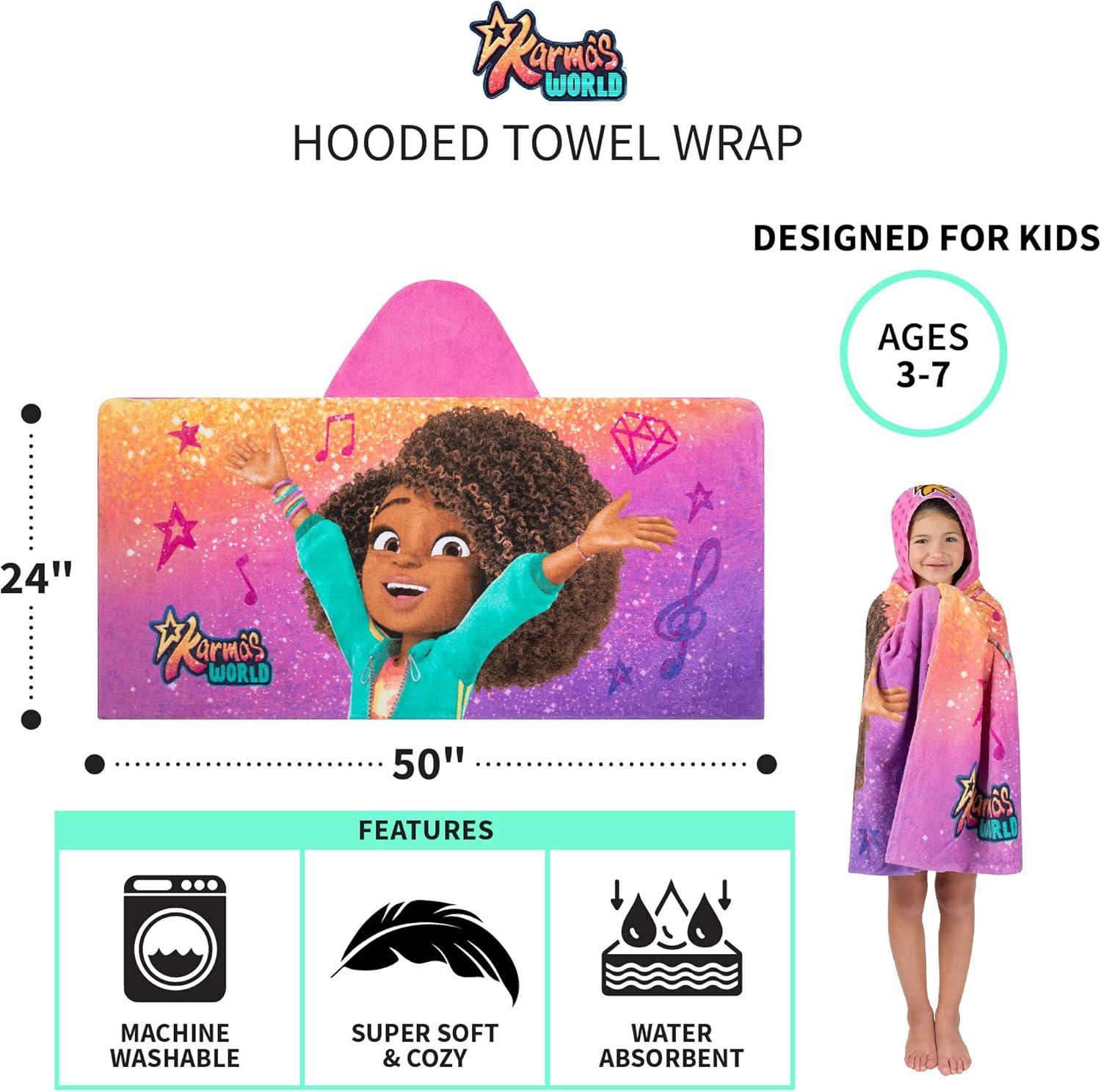 imageMs Rachel Kids Super Soft BathPoolBeach Soft Cotton Terry Hooded Towel Wrap 24 in x 50 in Officially Licensed Product By FrancoKarmas World