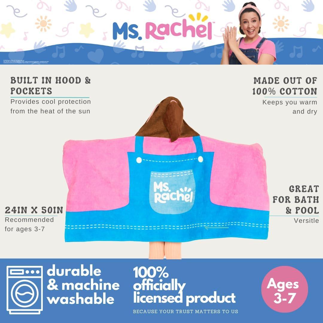 imageMs Rachel Kids Super Soft BathPoolBeach Soft Cotton Terry Hooded Towel Wrap 24 in x 50 in Officially Licensed Product By FrancoMs Rachel Joy of Learning
