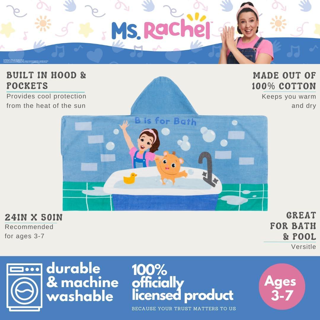 imageMs Rachel Kids Super Soft BathPoolBeach Soft Cotton Terry Hooded Towel Wrap 24 in x 50 in Officially Licensed Product By FrancoMs Rachel Splash is Fun