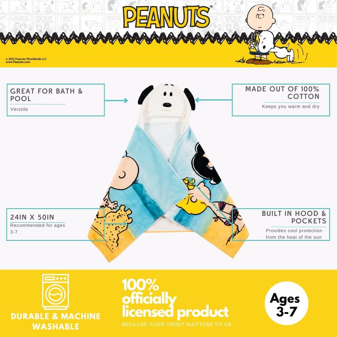 imageMs Rachel Kids Super Soft BathPoolBeach Soft Cotton Terry Hooded Towel Wrap 24 in x 50 in Officially Licensed Product By FrancoPeanuts