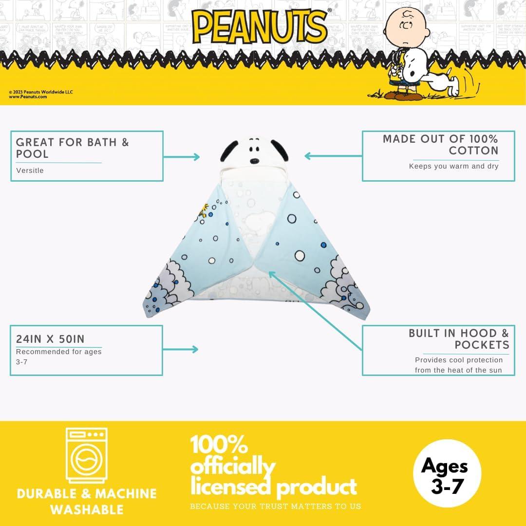 imageMs Rachel Kids Super Soft BathPoolBeach Soft Cotton Terry Hooded Towel Wrap 24 in x 50 in Officially Licensed Product By FrancoPeanuts Bubble Up