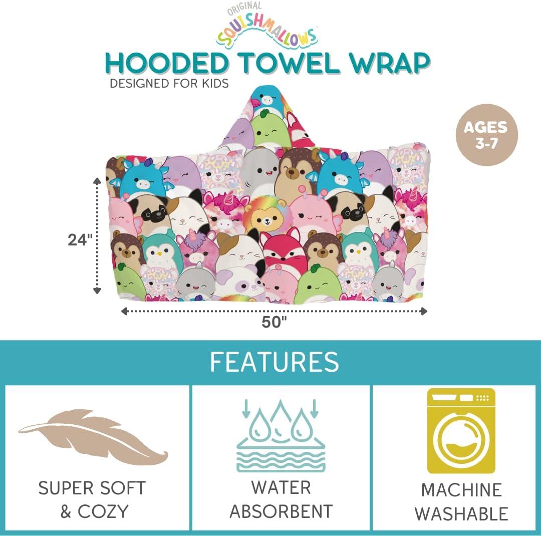 imageMs Rachel Kids Super Soft BathPoolBeach Soft Cotton Terry Hooded Towel Wrap 24 in x 50 in Officially Licensed Product By FrancoSquishmallows