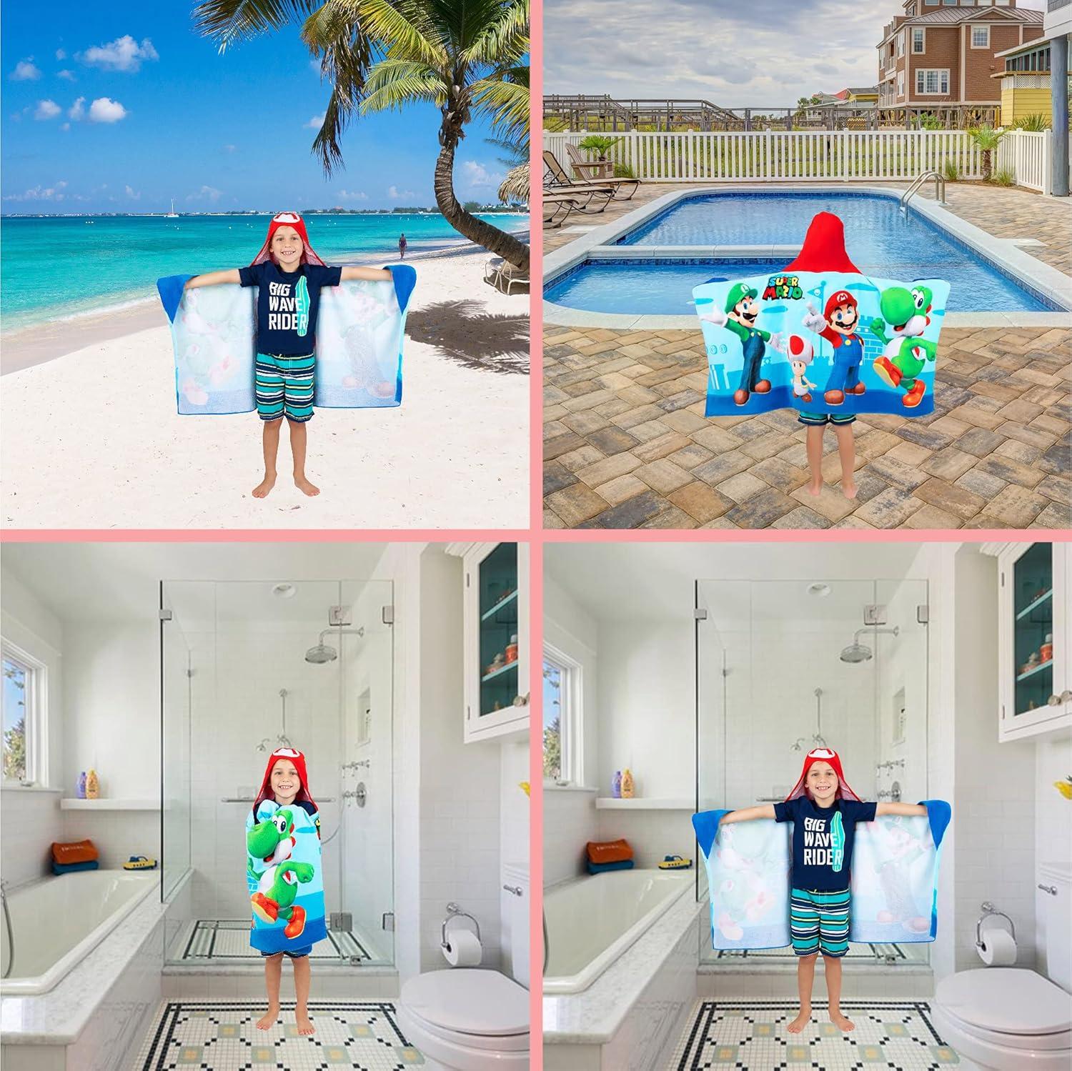 imageMs Rachel Kids Super Soft BathPoolBeach Soft Cotton Terry Hooded Towel Wrap 24 in x 50 in Officially Licensed Product By FrancoSuper Mario