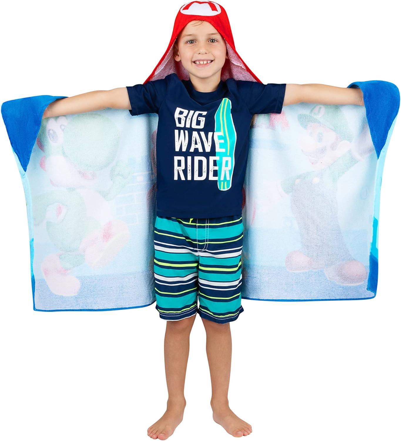 imageMs Rachel Kids Super Soft BathPoolBeach Soft Cotton Terry Hooded Towel Wrap 24 in x 50 in Officially Licensed Product By FrancoSuper Mario