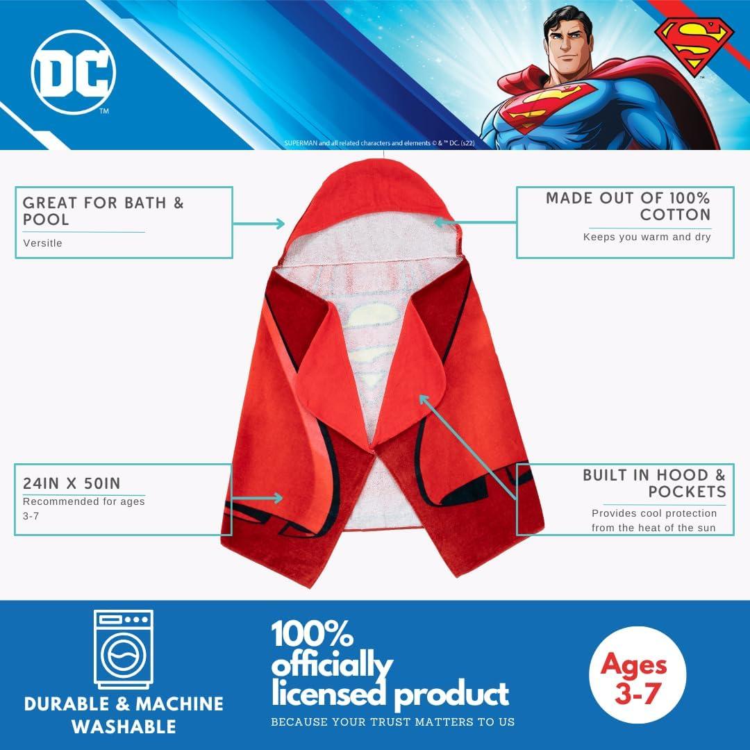 imageMs Rachel Kids Super Soft BathPoolBeach Soft Cotton Terry Hooded Towel Wrap 24 in x 50 in Officially Licensed Product By FrancoSuperman