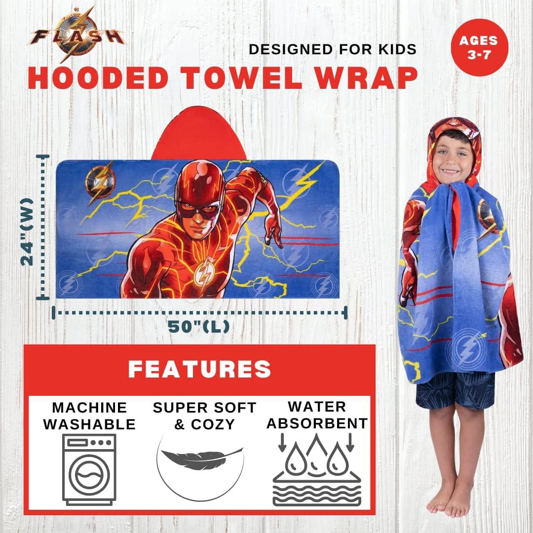 imageMs Rachel Kids Super Soft BathPoolBeach Soft Cotton Terry Hooded Towel Wrap 24 in x 50 in Officially Licensed Product By FrancoThe Flash