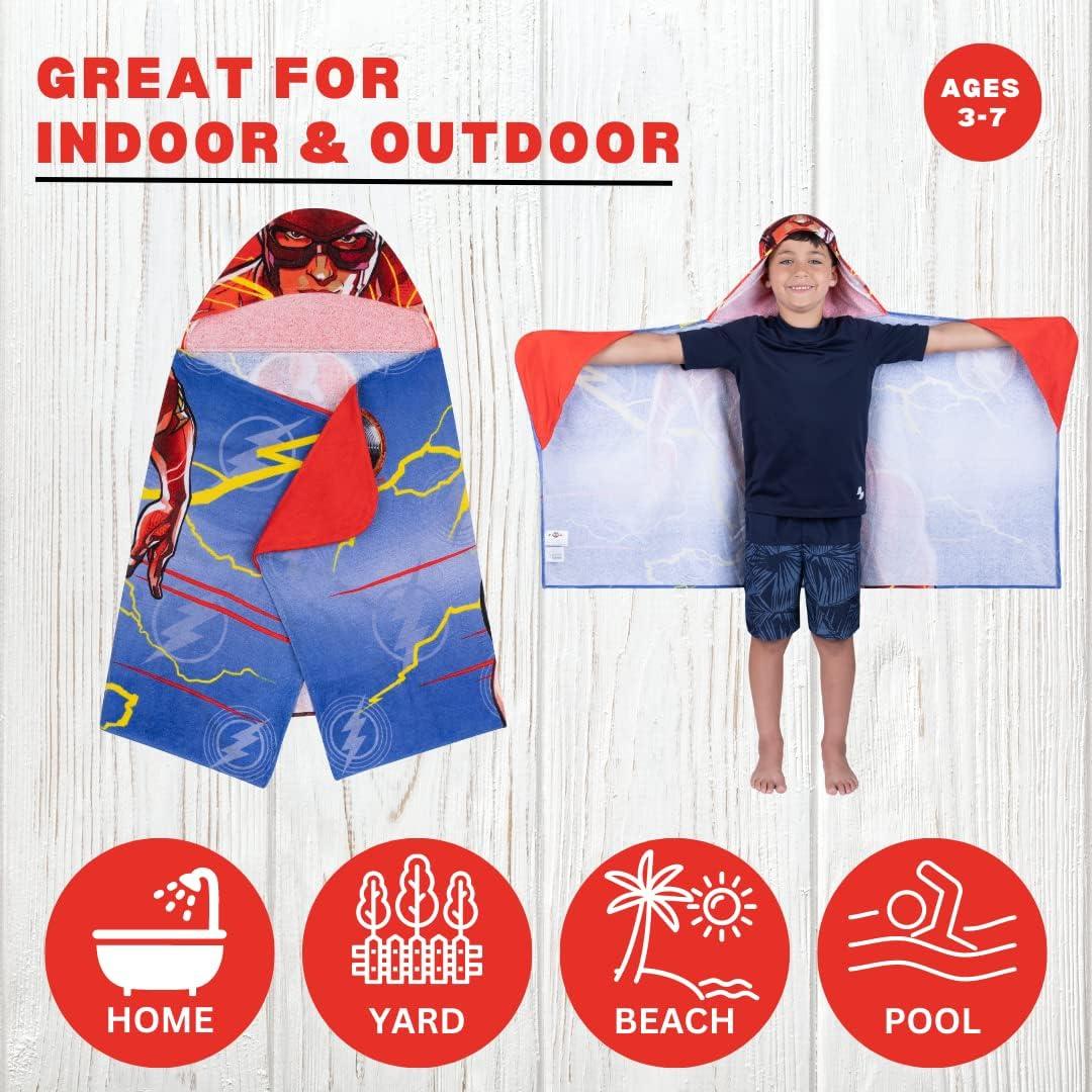 imageMs Rachel Kids Super Soft BathPoolBeach Soft Cotton Terry Hooded Towel Wrap 24 in x 50 in Officially Licensed Product By FrancoThe Flash