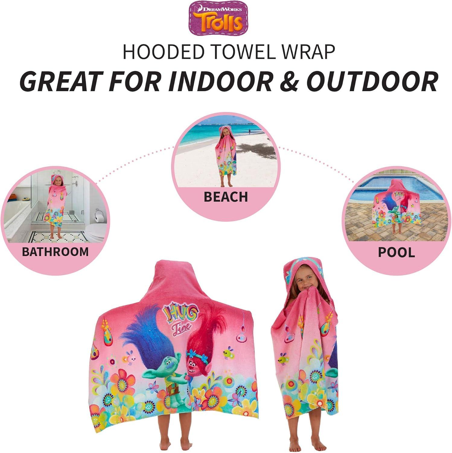 imageMs Rachel Kids Super Soft BathPoolBeach Soft Cotton Terry Hooded Towel Wrap 24 in x 50 in Officially Licensed Product By FrancoTrolls