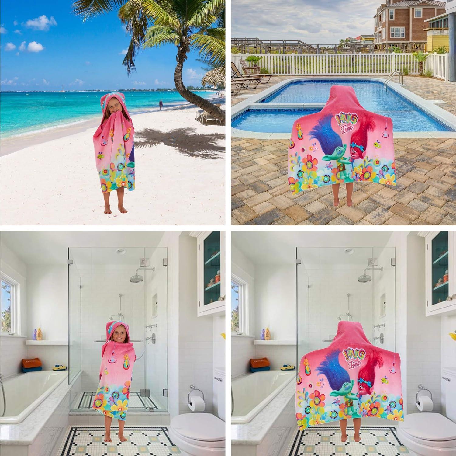 imageMs Rachel Kids Super Soft BathPoolBeach Soft Cotton Terry Hooded Towel Wrap 24 in x 50 in Officially Licensed Product By FrancoTrolls