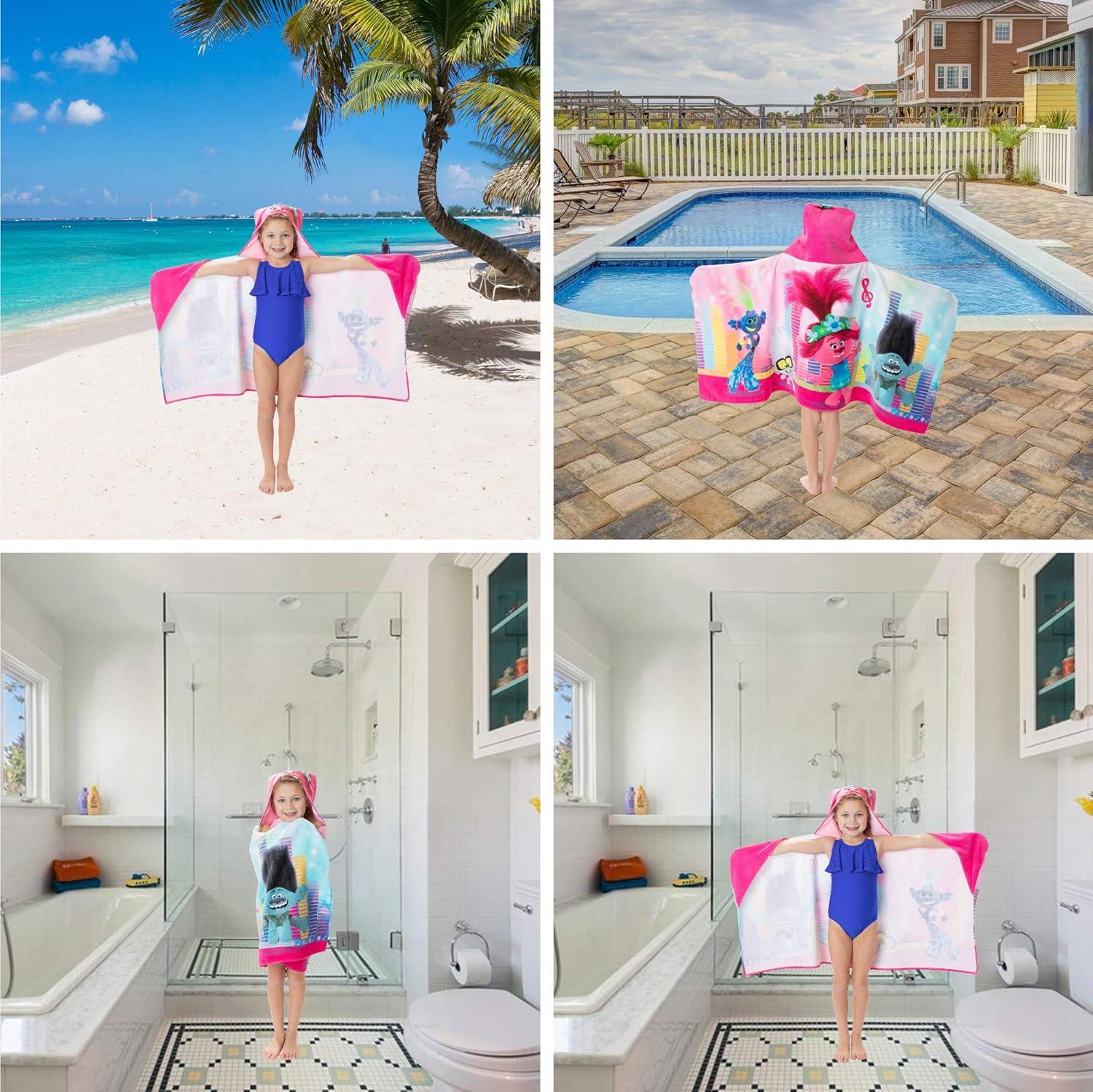 imageMs Rachel Kids Super Soft BathPoolBeach Soft Cotton Terry Hooded Towel Wrap 24 in x 50 in Officially Licensed Product By FrancoTrolls World Tour