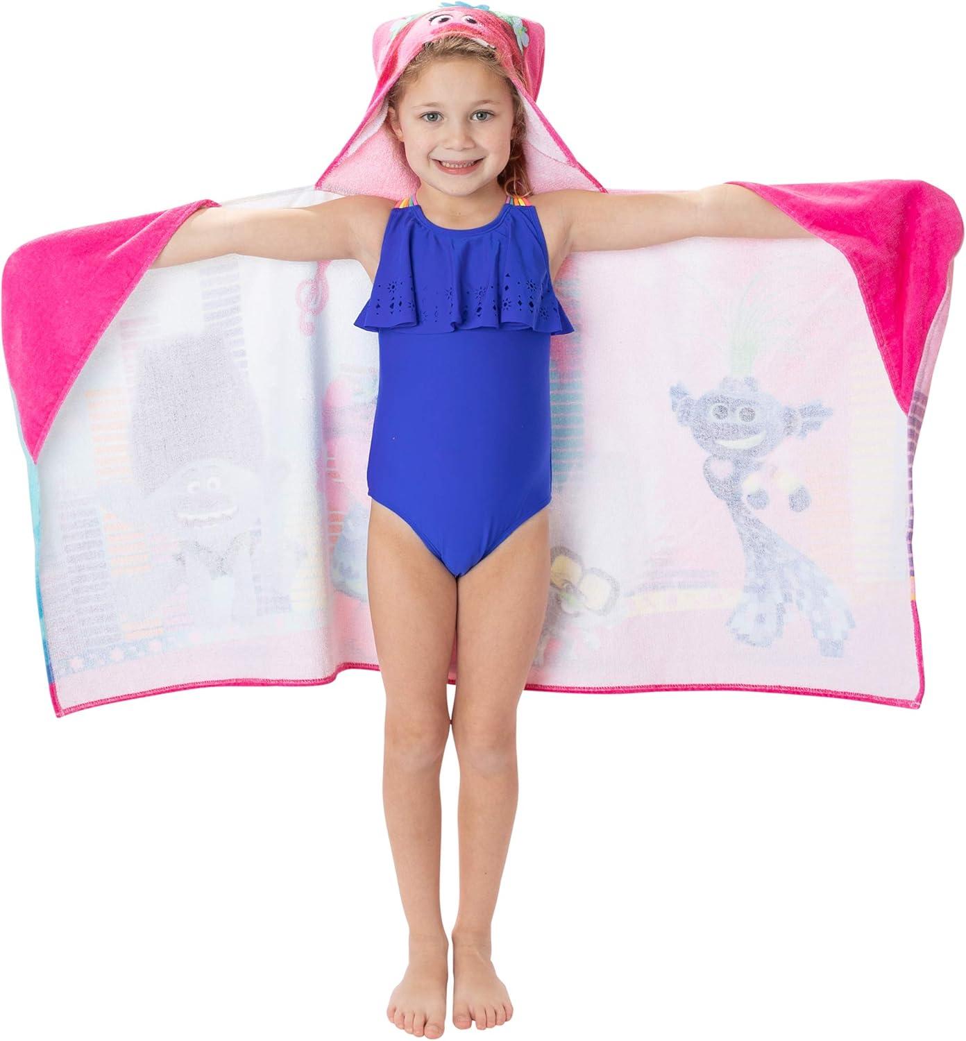 imageMs Rachel Kids Super Soft BathPoolBeach Soft Cotton Terry Hooded Towel Wrap 24 in x 50 in Officially Licensed Product By FrancoTrolls World Tour