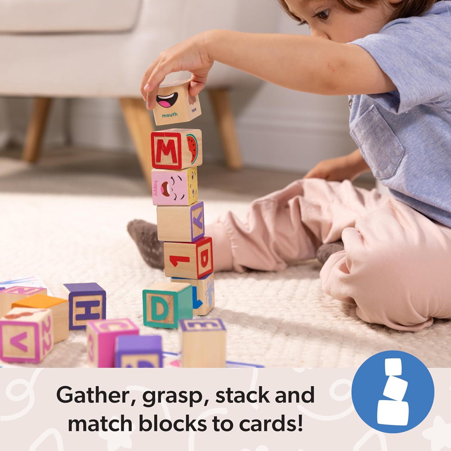 imageMs Rachel Melissa ampamp Doug Letter Number and Game Wooden Learning Blocks with Activity Cards for Girls and Boys Toddlers Ages 18 Months FSC Certified