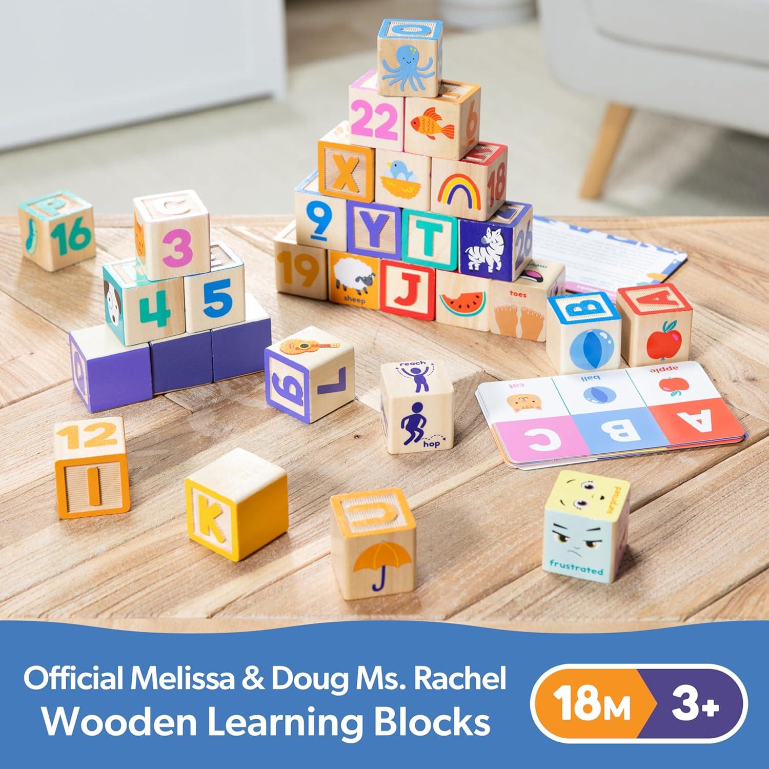 imageMs Rachel Melissa ampamp Doug Letter Number and Game Wooden Learning Blocks with Activity Cards for Girls and Boys Toddlers Ages 18 Months FSC Certified