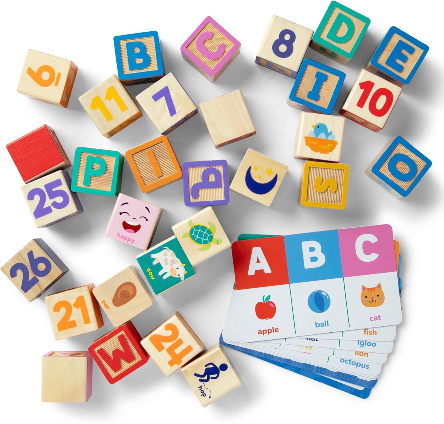 imageMs Rachel Melissa ampamp Doug Letter Number and Game Wooden Learning Blocks with Activity Cards for Girls and Boys Toddlers Ages 18 Months FSC Certified