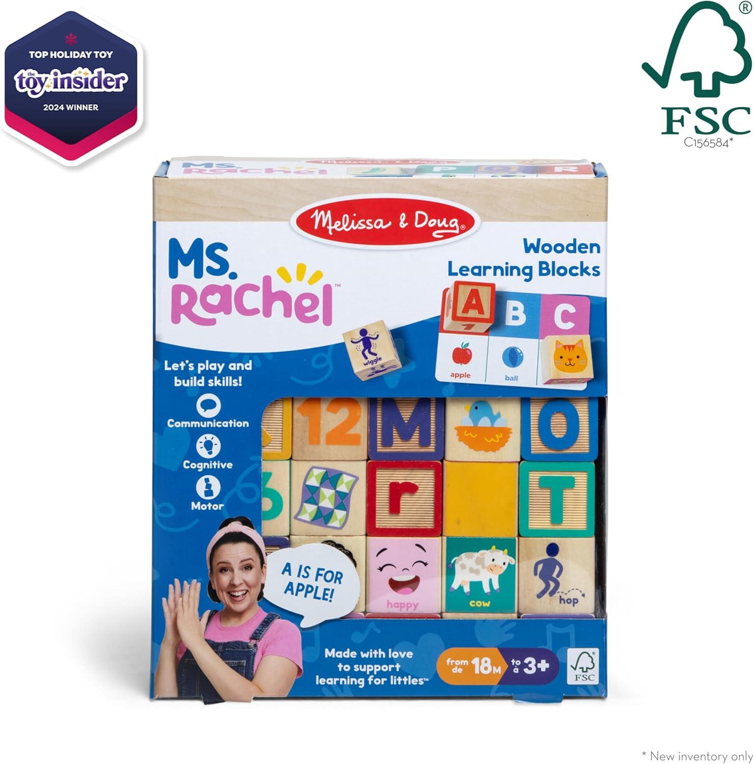imageMs Rachel Melissa ampamp Doug Letter Number and Game Wooden Learning Blocks with Activity Cards for Girls and Boys Toddlers Ages 18 Months FSC Certified