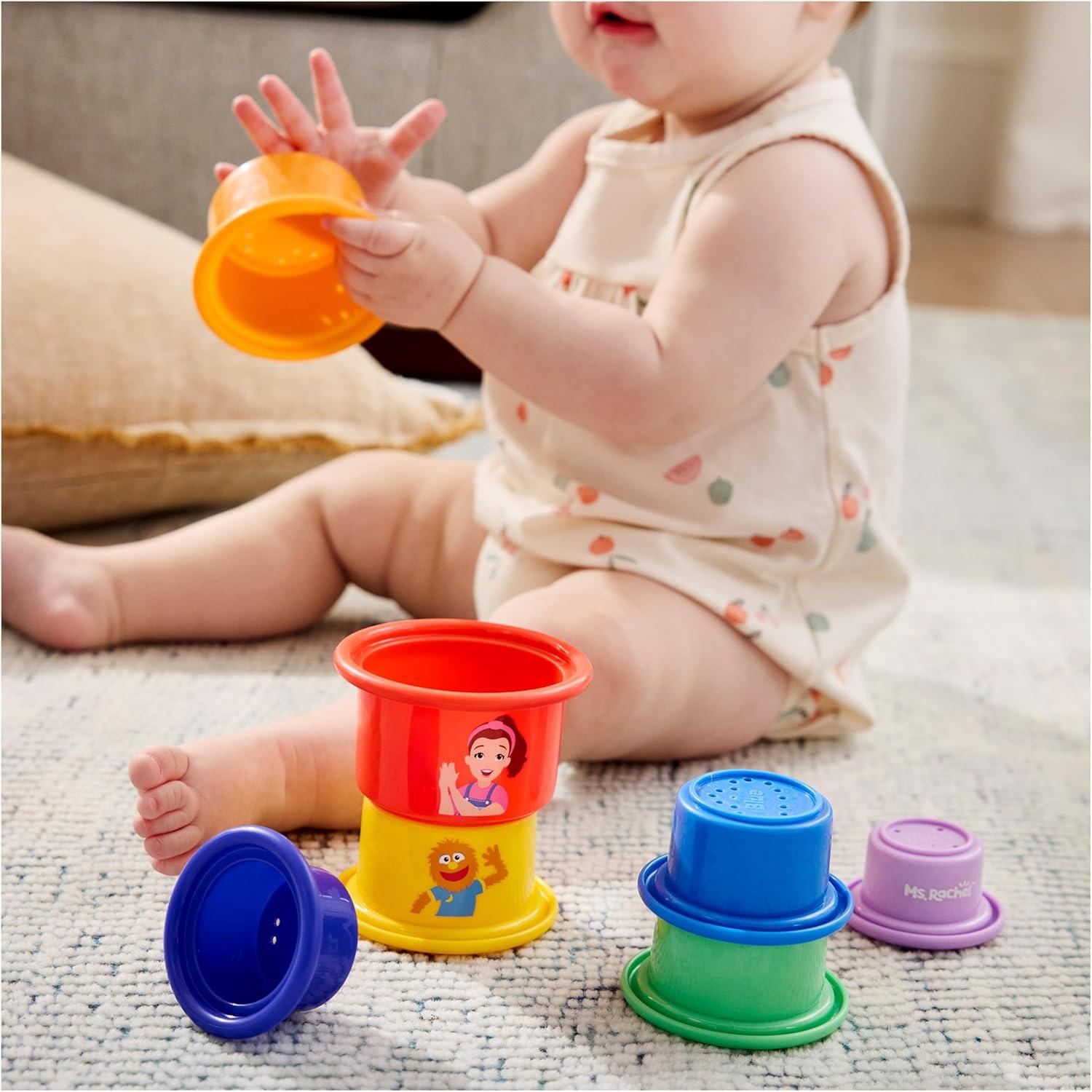 imageMs Rachel Official Rainbow Stacking Cups 7Pack Educational Toys ampamp Toddler Toys for Girls ampamp Boys Ages 6 Months to 2 Years