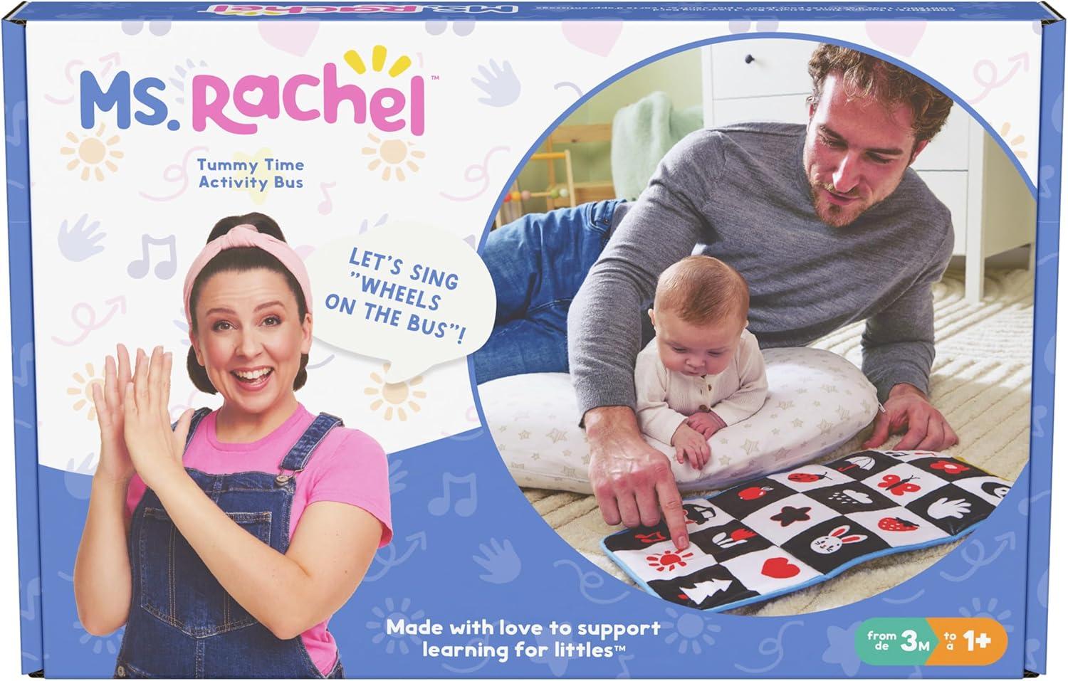 imageMs Rachel Official Tummy Time Activity Bus Folding Play Mat with Baby Mirror ampamp Sensory Toys for Interactive Play Baby Learning Toys for Boys ampamp Girls Ages 01Tummy Time Bus