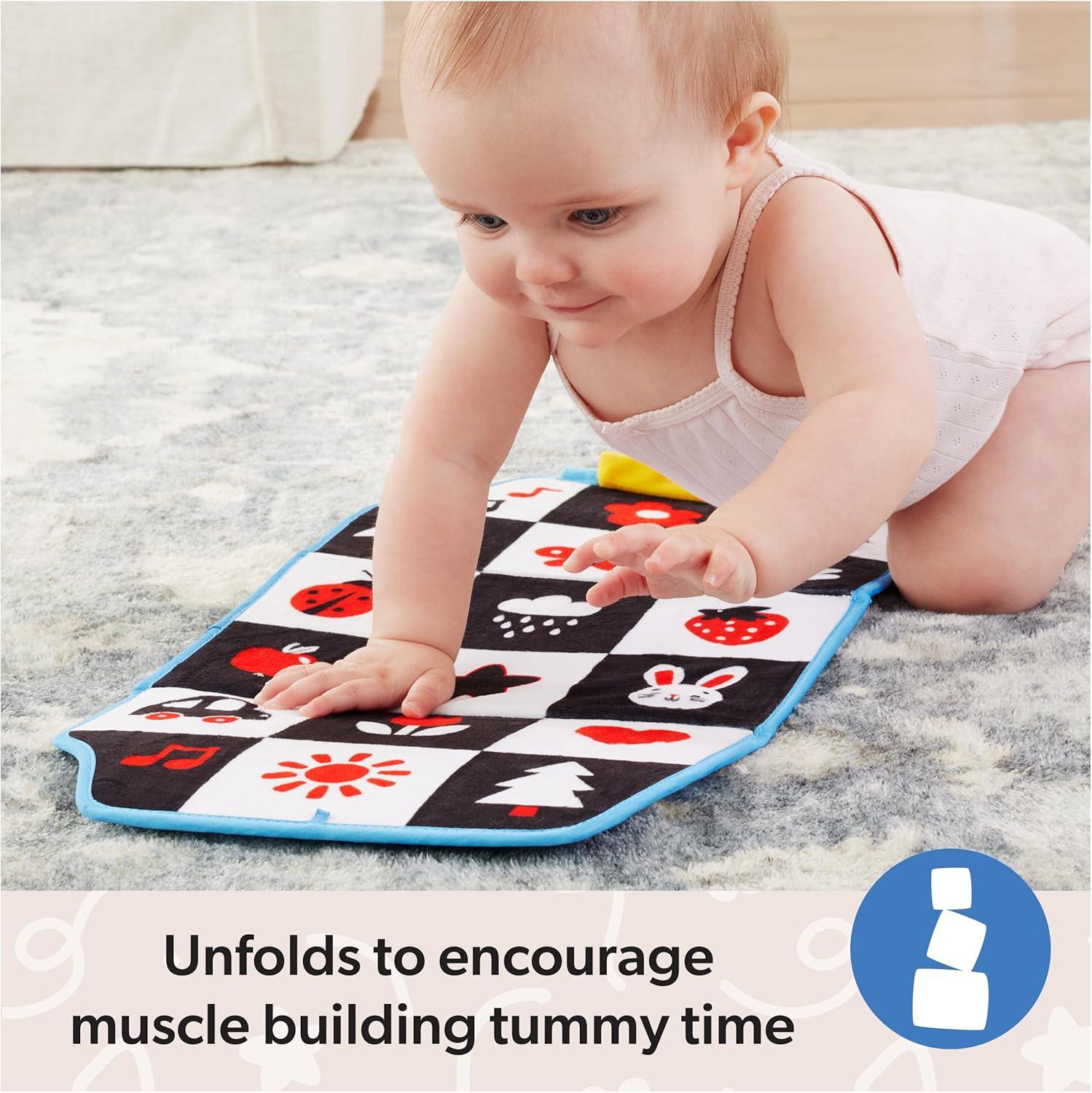 imageMs Rachel Official Tummy Time Activity Bus Folding Play Mat with Baby Mirror ampamp Sensory Toys for Interactive Play Baby Learning Toys for Boys ampamp Girls Ages 01Tummy Time Bus