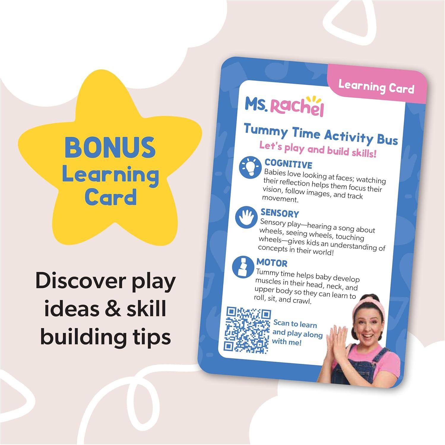 imageMs Rachel Official Tummy Time Activity Bus Folding Play Mat with Baby Mirror ampamp Sensory Toys for Interactive Play Baby Learning Toys for Boys ampamp Girls Ages 01Tummy Time Bus