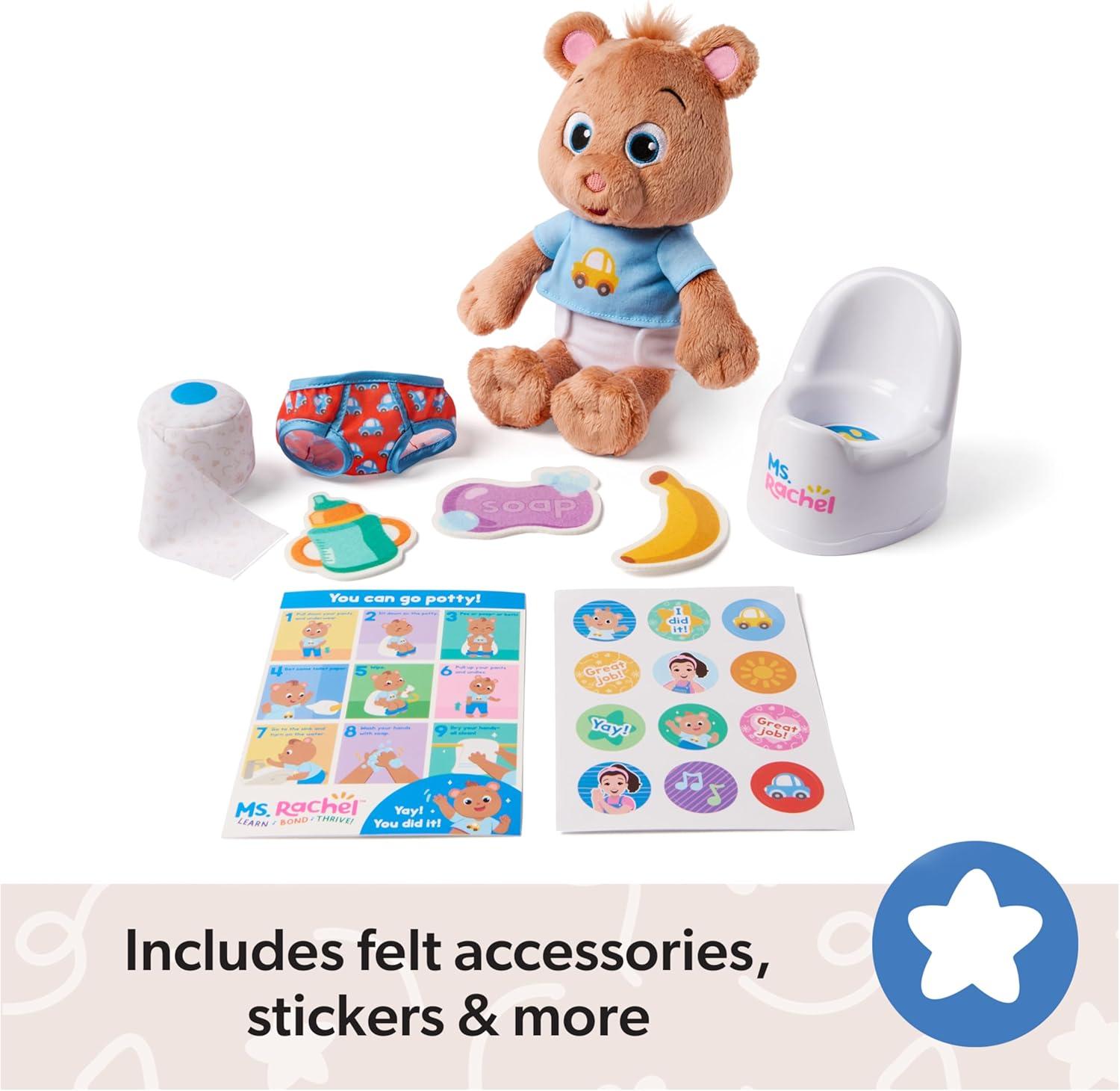 imageMs Rachel Potty Time with Bean 11 Plush Teddy Bear with Play Toilet ampamp Accessories Toddler Toys for Girls ampamp Boys for Ages 18 Months to 3
