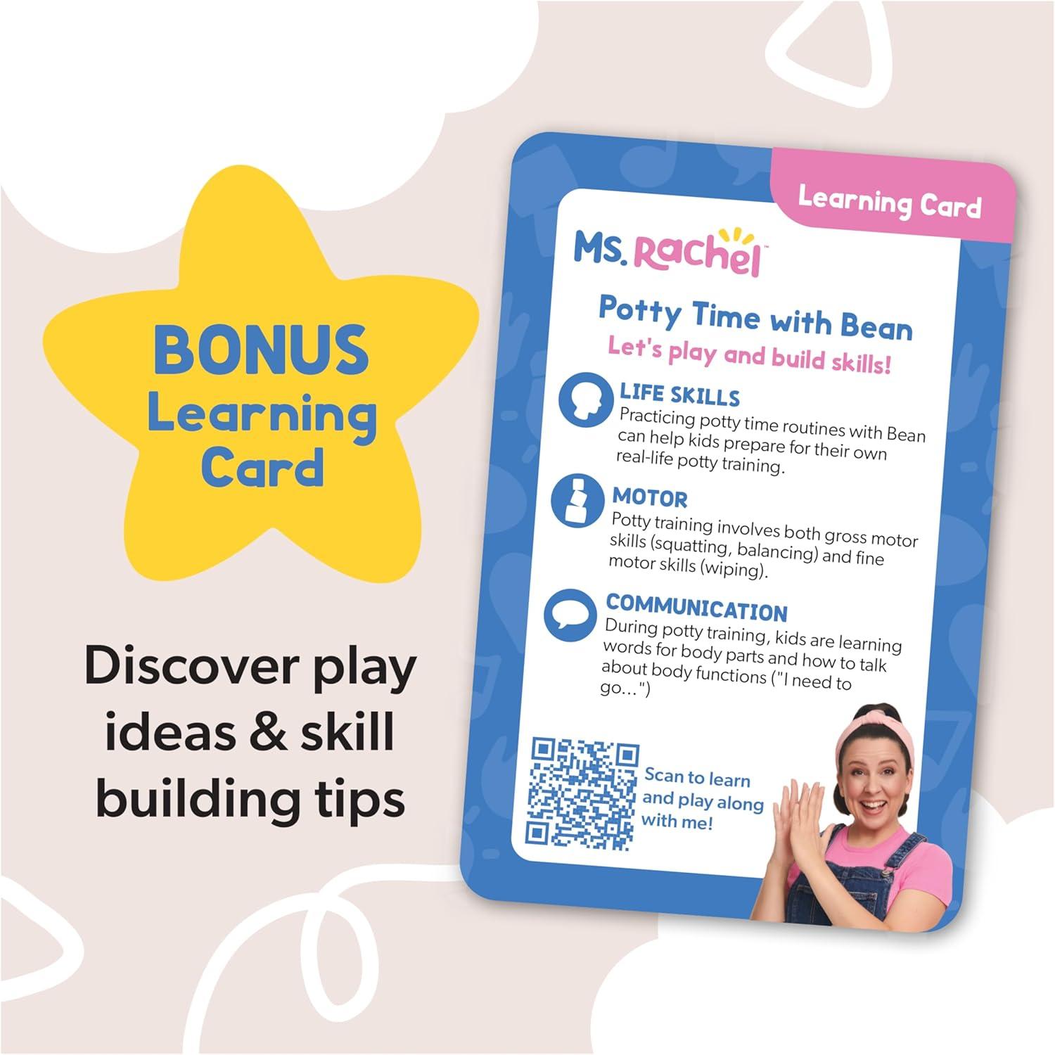 imageMs Rachel Potty Time with Bean 11 Plush Teddy Bear with Play Toilet ampamp Accessories Toddler Toys for Girls ampamp Boys for Ages 18 Months to 3