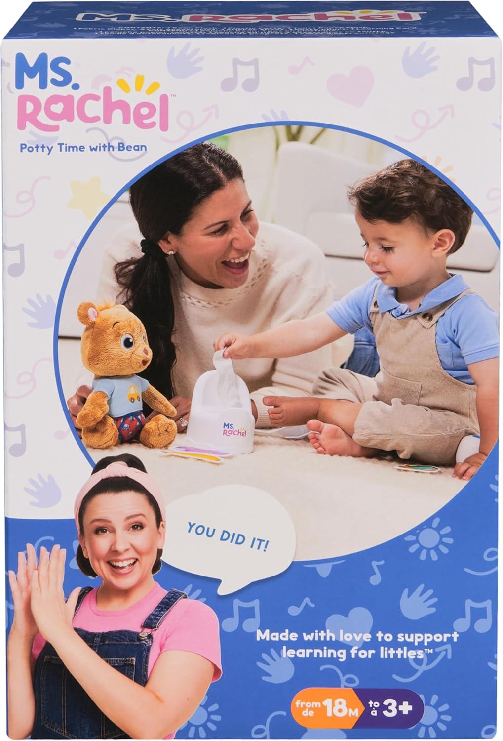 imageMs Rachel Potty Time with Bean 11 Plush Teddy Bear with Play Toilet ampamp Accessories Toddler Toys for Girls ampamp Boys for Ages 18 Months to 3